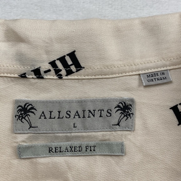 All Saints Conscious Collection Lo-Fi/Hi-Fi Relaxed Fit Camp/Resort Shirt (Ecru) - Picture 14 of 16